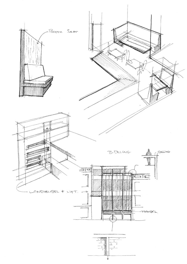 Coffee house architecture sketches