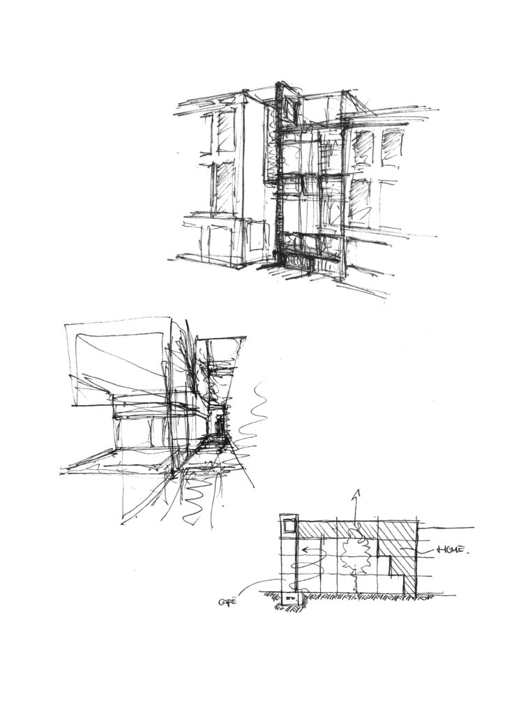 Coffee house architecture sketches